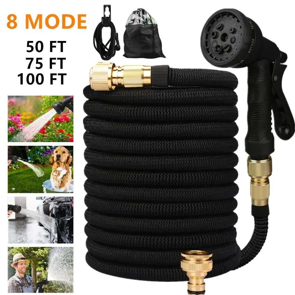 Garden Hoses 25-150ft Water Hose Expandable Flexible Garden Expanding Hoses 8 Function Nozzle Spray Wall Mountable Water Hose