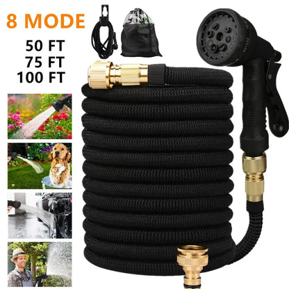 Garden Hoses 25-150ft Water Hose Expandable Flexible Garden Expanding Hoses 8 Function Nozzle Spray Wall Mountable Water Hose