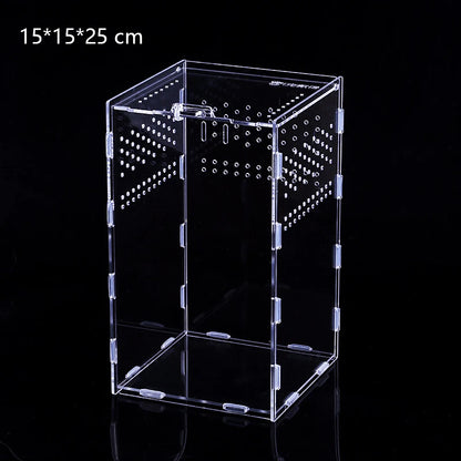 Acrylic Transparent Reptile Terrarium Habitat Breeding Box Reptiles Cage Nano Arboreal Tarantula Enclosure Dearded Dragon Supply