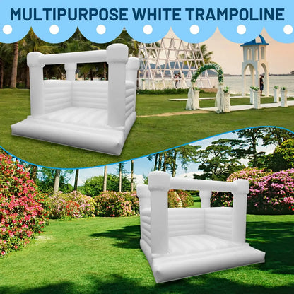 White Inflatable Bounce House With Blower 100% PVC Durable Jumping Bouncy Castle Jumper For Birthday Party Backyard Kids Gifts
