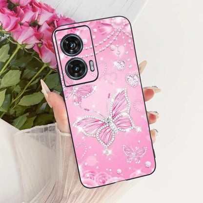 Case For Motorola Edge 50 Fusion Cover XT2429-1 Popular Flower Soft Black Silicone Phone Cases For Motorola G96 5G MotoG96 Funda