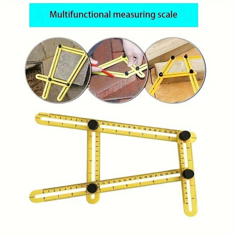 1PC Multi-Functional ABS Plastic 4-Fold Ruler - Foldable Measuring Tool for Woodworking, DIY & Construction