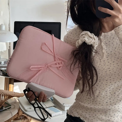 New 11/13/15.6 inch Laptop Sleeve Case Shockproof Bowknot Notebook Cover Ultra Thin Large Capacity Tablet Protective Pouch