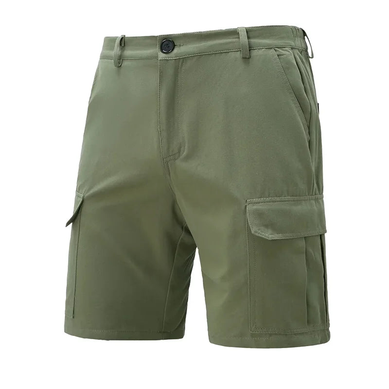 Men's Wear-Resistant Shorts Summer Beach Casual Cargo Short Pants Multi-Pocket Workwear Breathable Loose Straight Solid Shorts