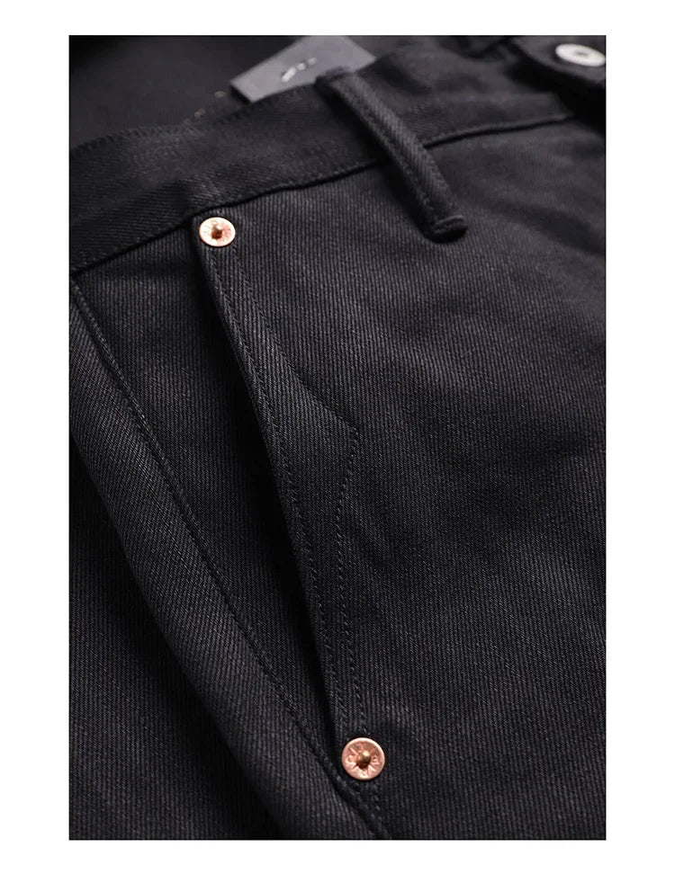 Red Tornado Black Men's Jeans Relaxed Fit 14.5oz Selvedge Denim Officer Trousers