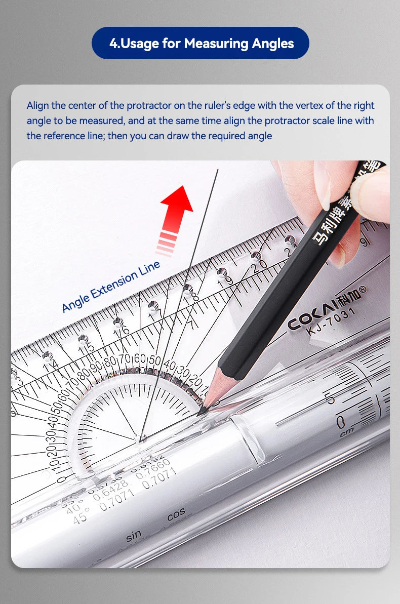 Plastic Ruler Drawing Roller Ruler Parallel 30cm Multi-functional Drawing Design Used for Measurement Drafting Schools Offices