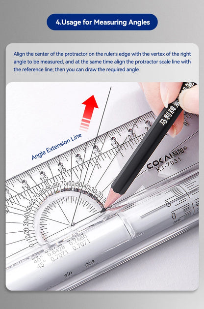 Plastic Ruler Drawing Roller Ruler Parallel 30cm Multi-functional Drawing Design Used for Measurement Drafting Schools Offices