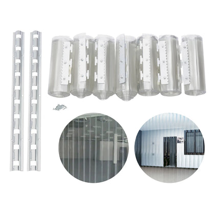 7Pcs PVC Strip Curtains,200x105cm Transparent Soft Door Strips Screen 2mm Thick Windproof Waterproof Antistatic Door Curtain Kit