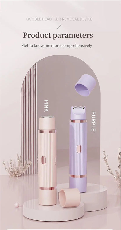 Electric Razor for Women Bikini Underarm Lady Facial Razor Waterproof Double Head Hair Removal Epilator Electric Female Trimmer