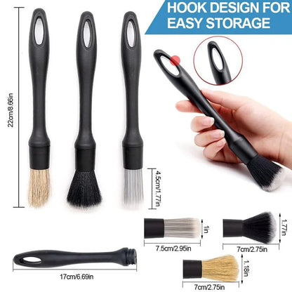 Car Detailing Brushes Kit Automotive Interior Dust Washing Brush Vehicle Microfiber Sweeping Brush Car Wheel Hole Cleaning Tools