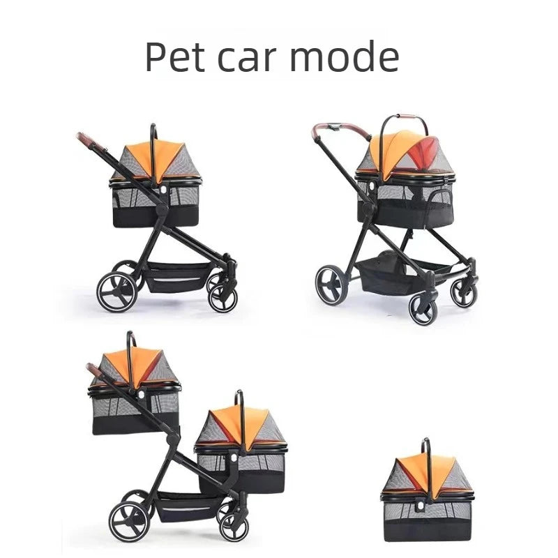 EU stock of pet strollers Double-seat stroller can carry both baby and pet Dual-mode seat, stroller with pet carrier