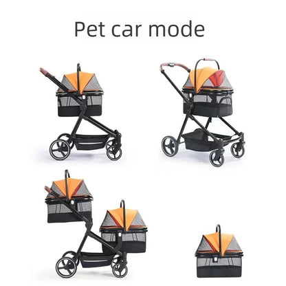 EU stock of pet strollers Double-seat stroller can carry both baby and pet Dual-mode seat, stroller with pet carrier