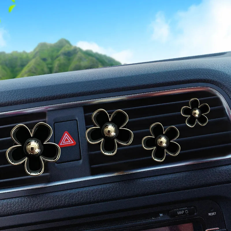 4PCs Flower Car Outlet Vent Perfume Clips Air Freshener Diffuser Conditioning Aromatherapy Perfume Clip Car Interior Decoration