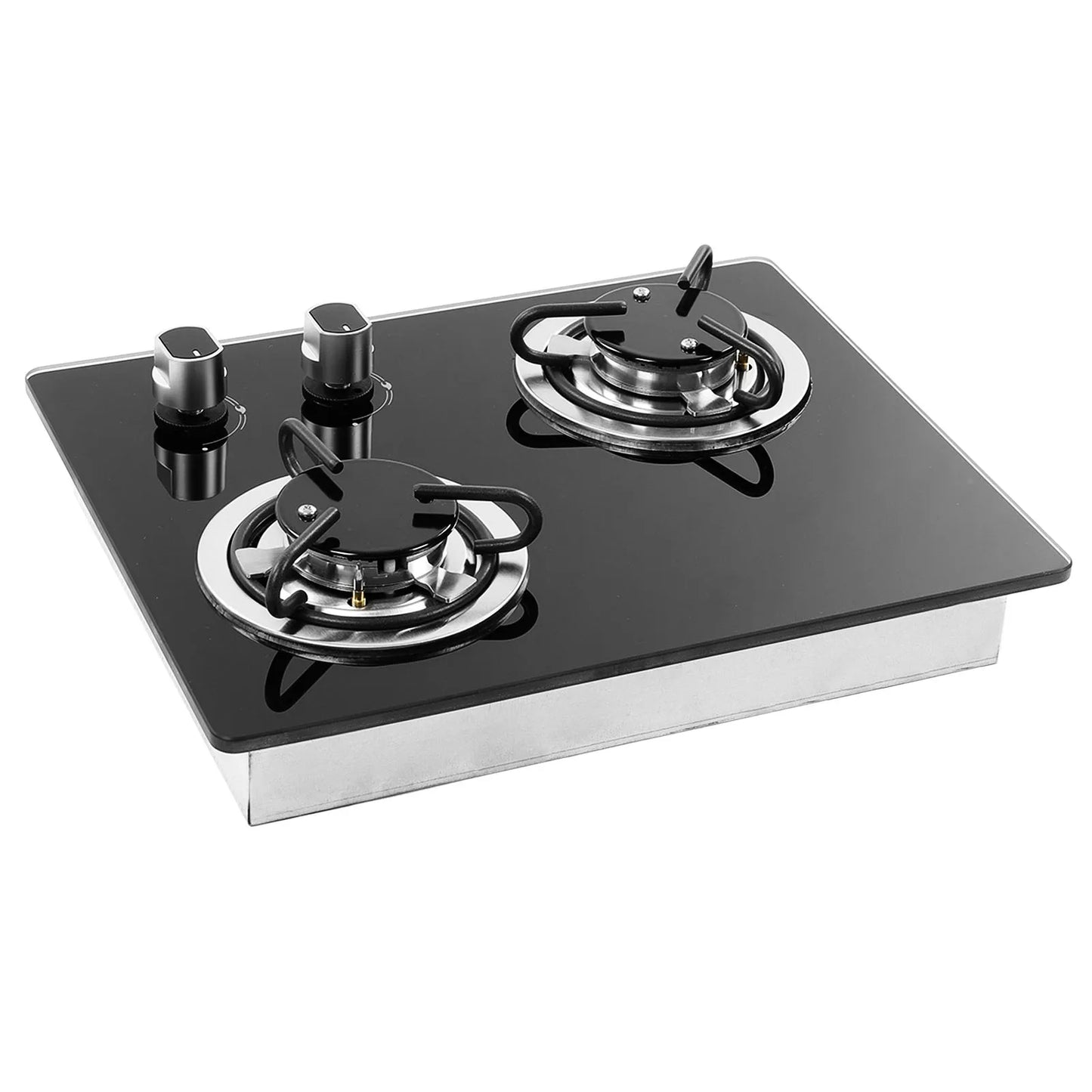 RV Gas Stove 2 Burners 1.8Kw Power Tempered Glass Panel Easy to Clean Gas Cook Top for Boat Caravan Camper