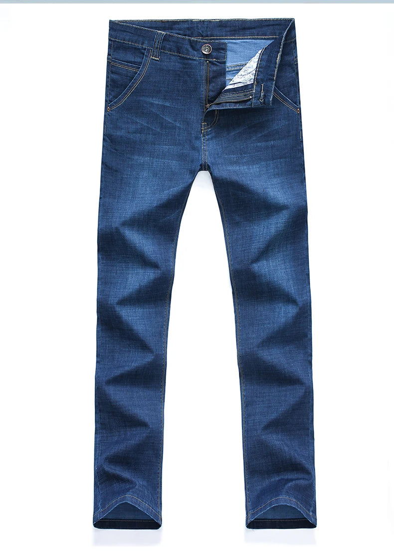 Plus Size 28-42 Men's Jeans Spring Summer Thin Business Classic Stretch Straight Denim Pants Male Brand Casual Loose Trousers