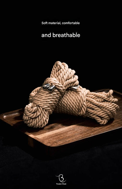 10m Shibari Bondage Rope,Soft Jute for Japanese Rope Art,Skin-Friendly for Beginners,Natural Color Skin-Safe Jute Couples Play