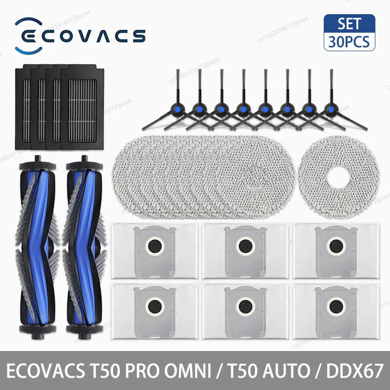 ECOVACS T50 PRO OMNI / T50  AUTO / DDX67 Robot Vacuum Cleaner Accessories Main Side Brush Hepa Filter Mop Cloth Dust Bag Parts