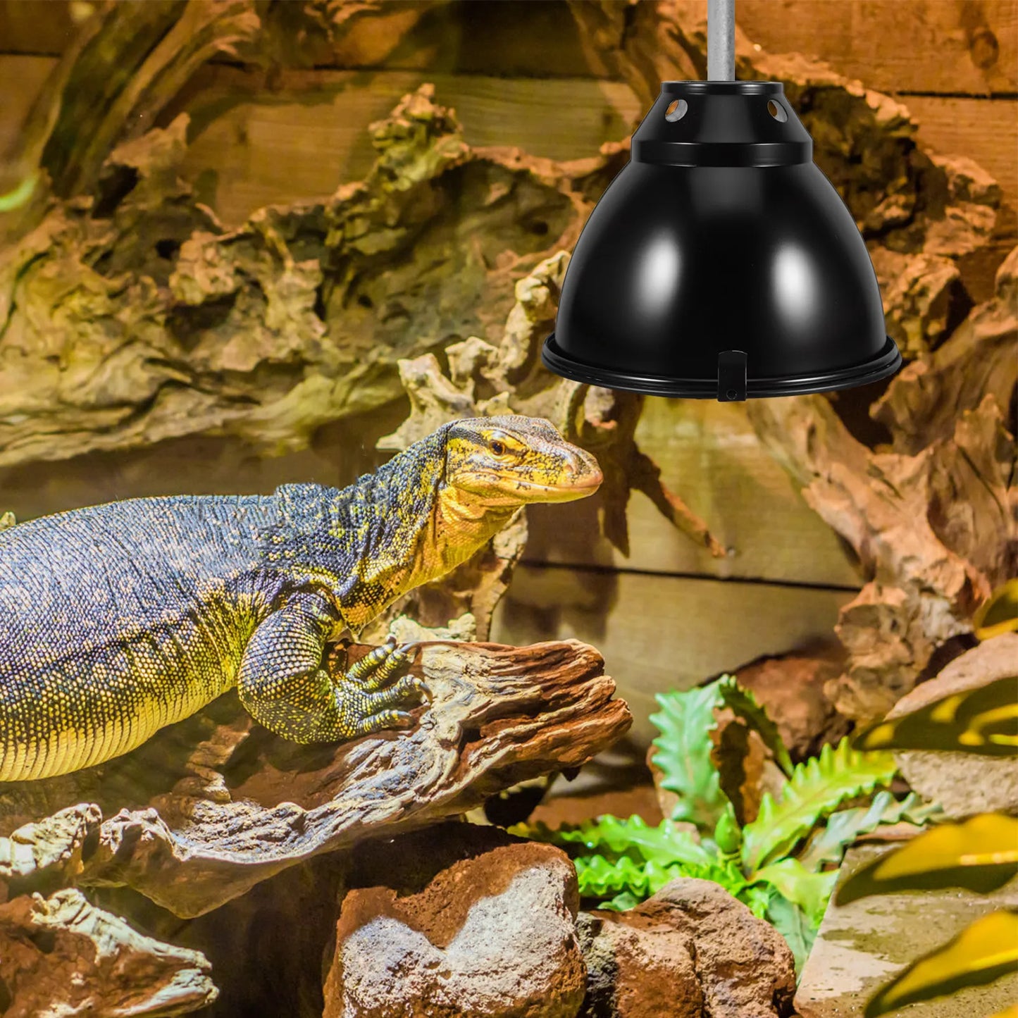 1Set Anti-Scald Reptile Heat Lamp Guard Aluminum Dome Light Shade High Efficiency Heating Versatile for Turtle Lizard Snake