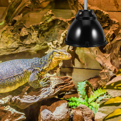 1Set Anti-Scald Reptile Heat Lamp Guard Aluminum Dome Light Shade High Efficiency Heating Versatile for Turtle Lizard Snake
