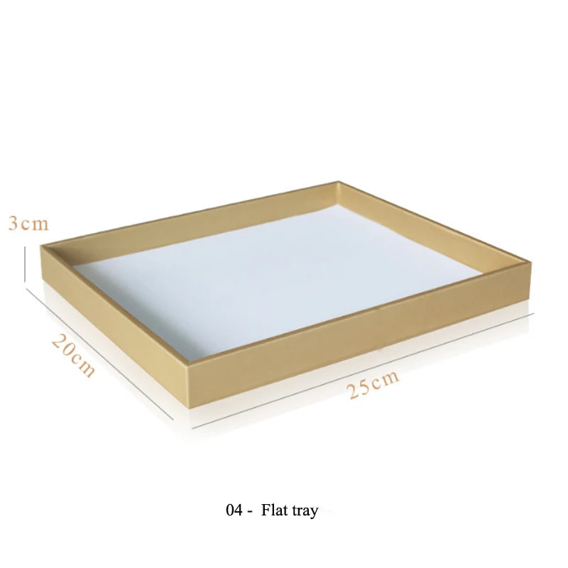 Luxury Gold White PU Leather Necklace Ring Earring Holder Jewelry Tray Series Jewelry Disply Jewellery Organizer Box
