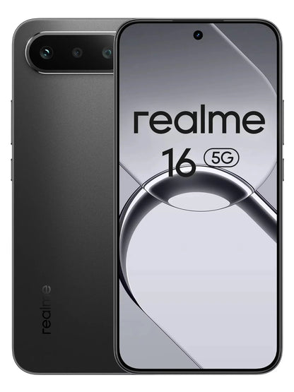 realme 16 5G smartphone, European version, MediaTek Dimensity 6400 Turbo chip, 6.57-inch 120Hz AMOLED screen, 6550 mAh Titan battery, 45 W fast charging, IP69.