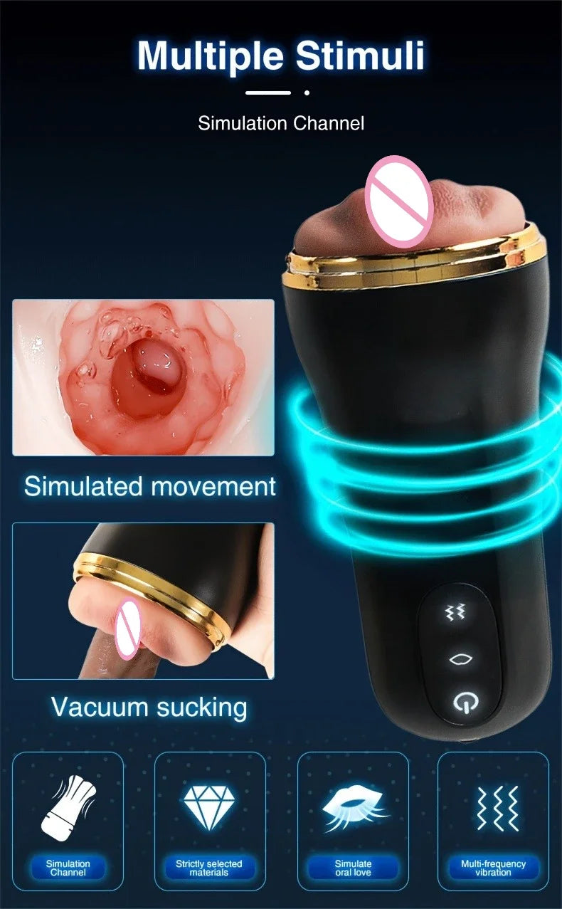 Mens Automatic Masturbation Cup 3D Realistic Vaginal Penis Pump Trainer Pocket Pussy Blowjob Dicks Stimulator Adult Men Sex Toys