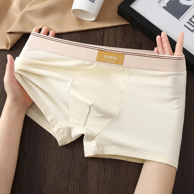 1/3Pcs Set Solid Color Men's Boxer Shorts Breathable Cotton Elastic Boyshorts Antibacterial 7A Level Comfortable Male Underwear