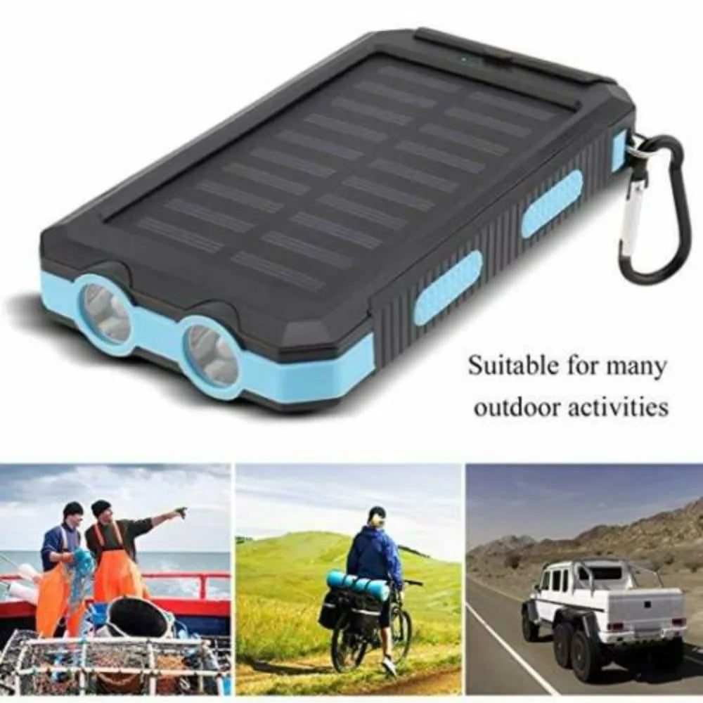 1set 30000mAH Solar Charging Treasure, Portable USB Power Charger, Waterproof and Dustproof with LED Light, Outdoor for Camping and Traveling.