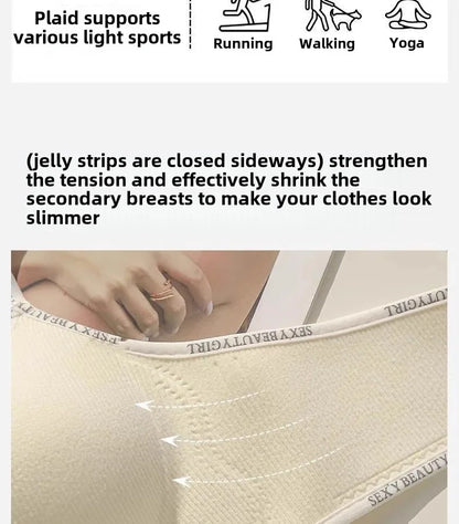 6cm Thickened Push-Up Bra for Small Chest Wireless No Steel Ring Letter Print Adjustable Straps Anti-Slip Pads Seamless Lingerie