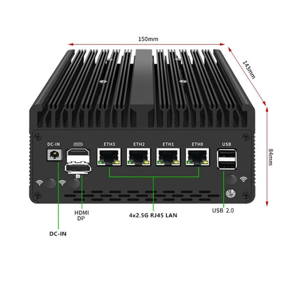 Fanless Mini PC 4*/2*10G SFP+ Intel i7 13620H 8505 Firewall 4xi226-V 2.5G 2*DDR5 NVMe Industrial Computer Server Proxmox