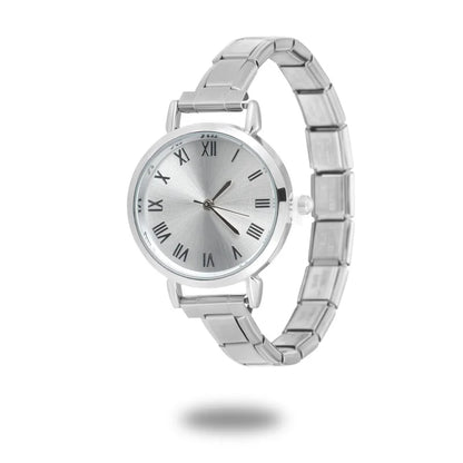 Fashion High Quality Men Women's Stainless Steel Square Round Shiny Zircon Watch Bracelet For Friend Birthday DIY Jewelry Gift
