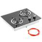 RV Gas Stove 2 Burners 1.8Kw Power Tempered Glass Panel Easy to Clean Gas Cook Top for Boat Caravan Camper