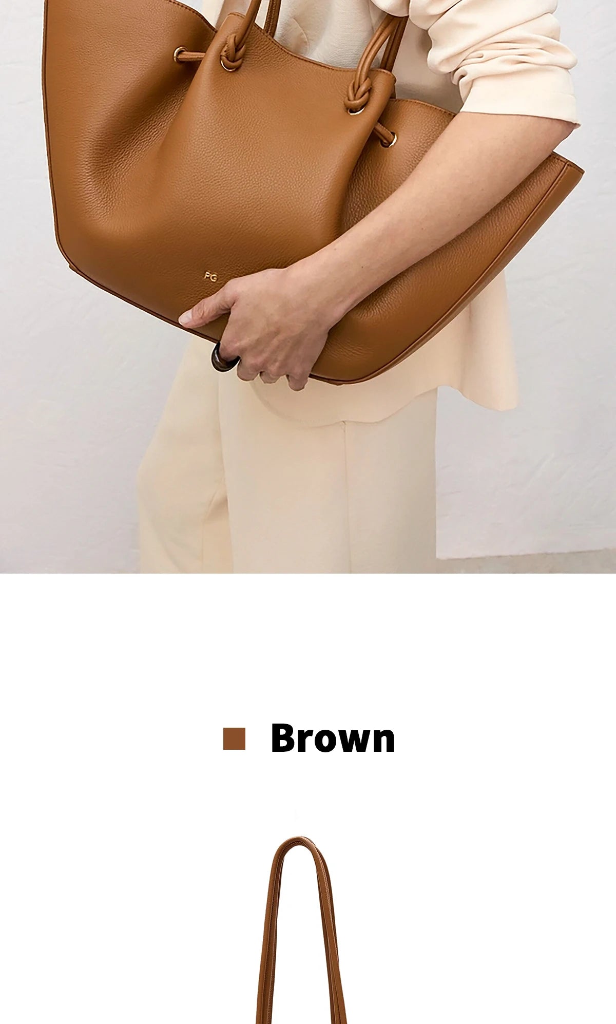 PG Women Pebbled Leather Tote Bag Large Capacity Fashion Shoulder Top Handle Handbag Elegant Daily Work