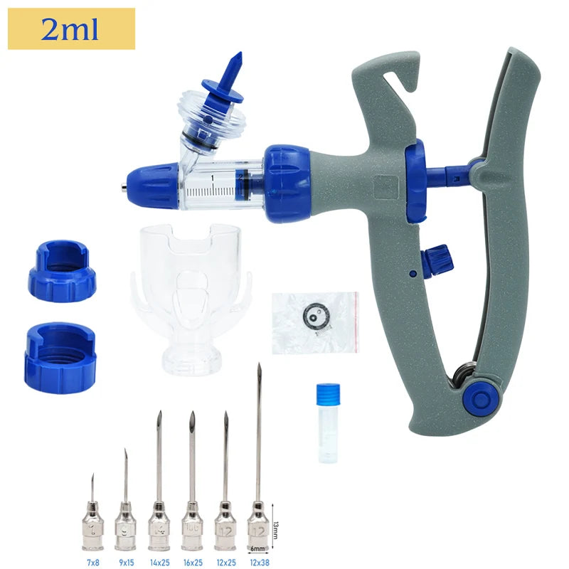 1-10Ml Automatic Veterinary Continuous Syringe / 10Pcs Needles Adjustable Animal Vaccine Injection Livestock Pig Cattle Sheep