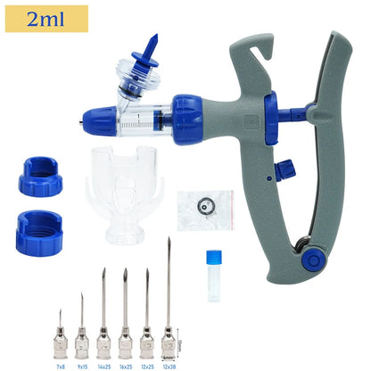 1-10Ml Automatic Veterinary Continuous Syringe / 10Pcs Needles Adjustable Animal Vaccine Injection Livestock Pig Cattle Sheep