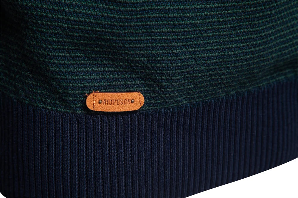 AIOPESON Men's Striped Sweater Solid Color Knit Pullover Warm Luxury Cotton Autumn Winter Casual Turtleneck Mens Sweaters