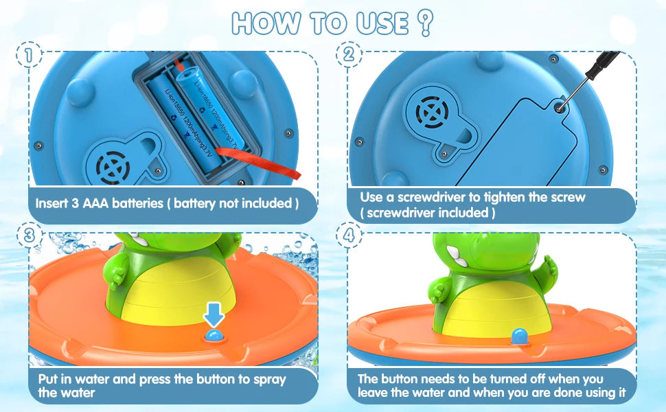 Baby Bath Toys, Glowing Crocodile Water Spray Toys, Multiple Water Spray Modes, Children's Bathroom Swimming Supplies Gifts