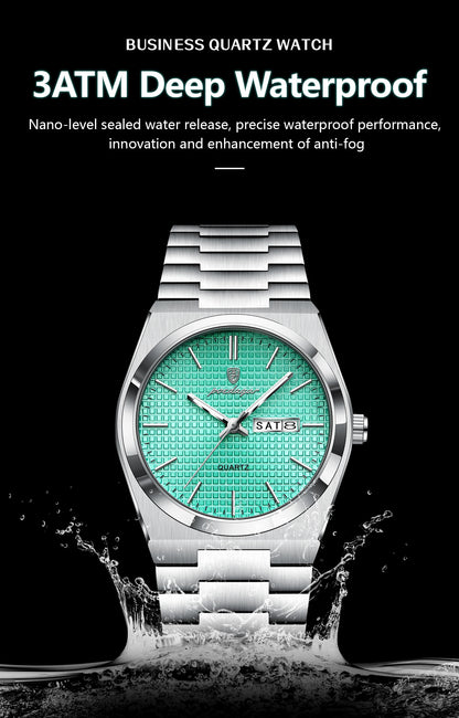 POEDAGAR Top Business Man Watch Luminous Waterproof Stainless Steel Men Wristwatch Date Week Quartz Fashion Casual Men's Watches