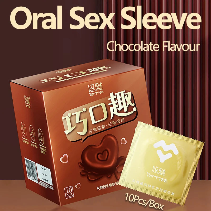 10Pcs Professional Oral Sex Condom Natural Latex Chocolate Flavour Condones Medium Smooth Non-reservoir Ultra-thin Fit Kondome