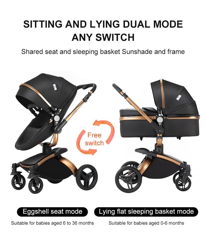 Baby pram Lightweight stroller Baby carriage PU 3in1 stroller Baby stroller 3-in-1 Baby carriage strollers for baby light carts