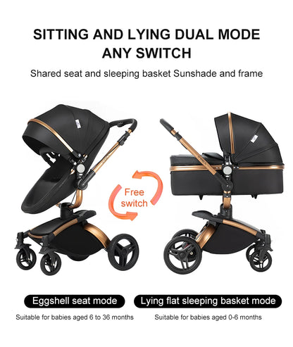 Baby pram Lightweight stroller Baby carriage PU 3in1 stroller Baby stroller 3-in-1 Baby carriage strollers for baby light carts