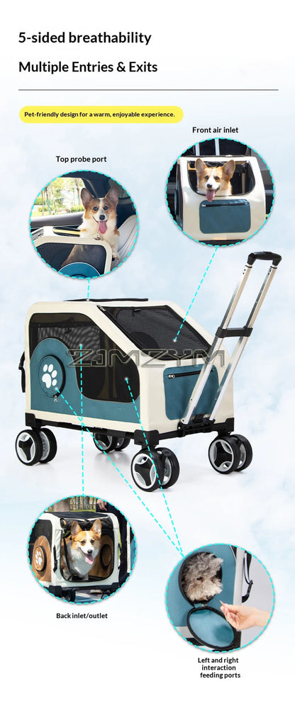 Portable Pet Trolley Case, Fashionable Detachable Dog Trolley Case, Foldable Pet Bag Cat Travel Carrier Bag