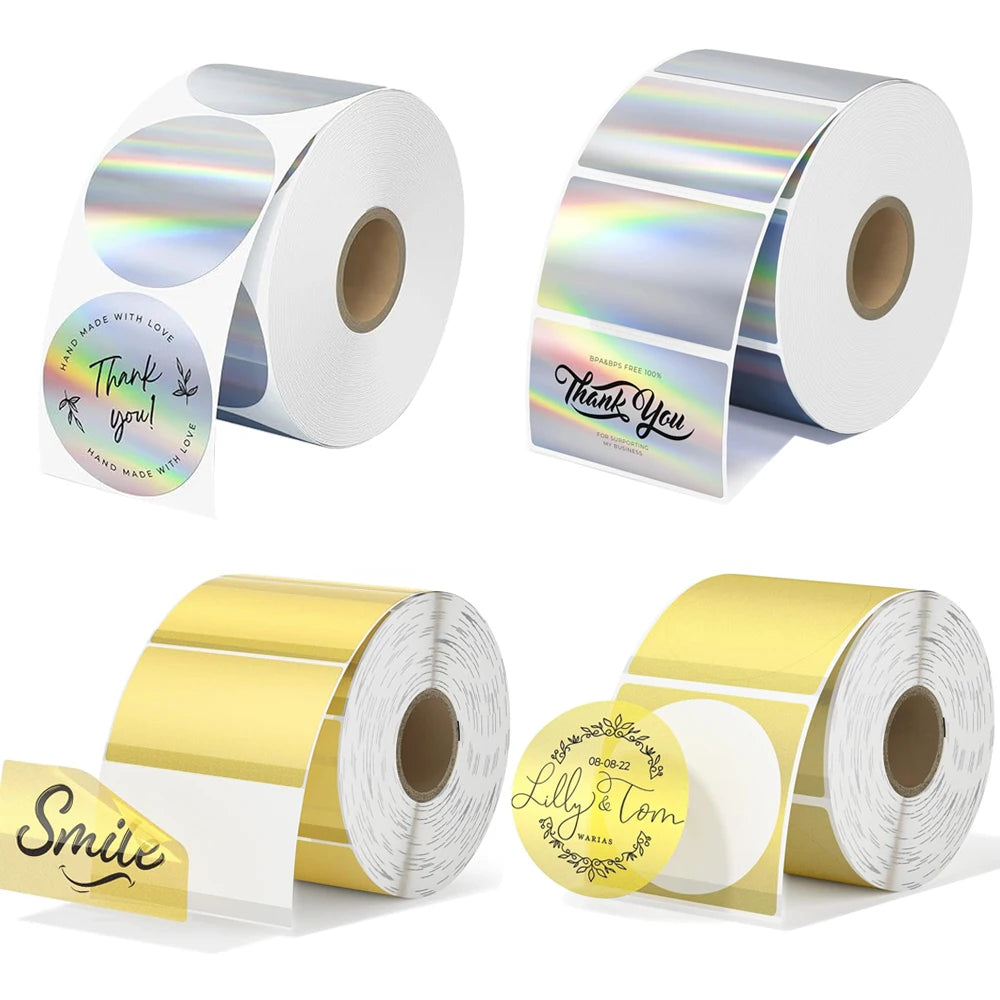 Munbyn/Nelko Holographic Laser Silver Sticker DIY Seal Labels for Card Festival Crafts Party Decorations for 241BT 246S D520