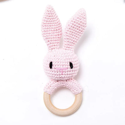1Pc Baby Teether Wooden Crochet Rattle Toy BPA Free Baby Mobile Play Gym Wood Rodent Rabbit Rattle Newborn Educational Toy Gifts