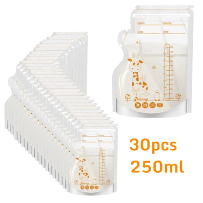 100 or 50 Pack  Disposable Breastmilk Storage Bags  250ml Capacity  Hospital-Grade, Self-Standing, Easy Pour Spout