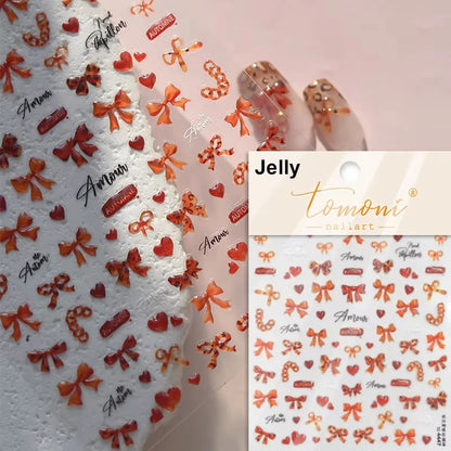 1pcs 5D Diamond Japanese White Lace Bow Nail Art Stickers Pearl Rhinestones Nail Decoration Adhesive Decals Slider DIY Accessory