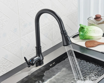 Rozin Antique Brass Kitchen Faucet Pull Out Spout Kitchen Faucets Black Single Hole Swivel Hot Cold Water Kitchen Mixer Tap