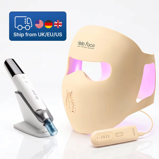 Profesionalus „Dr.pen M9“ mikroadatų prietaisas su „Hello Face M300“ LED kauke ir grožio aparato adatų ilgiu 0,25 mm