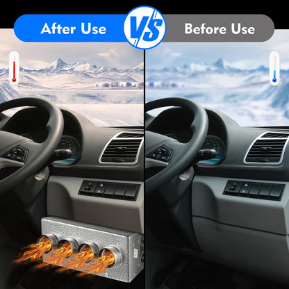 12V 4-in-1 Car Heater with Defogger Defroster Fan, Energy Efficient Auxiliary Heating & Ventilation for Trucks Vehicles
