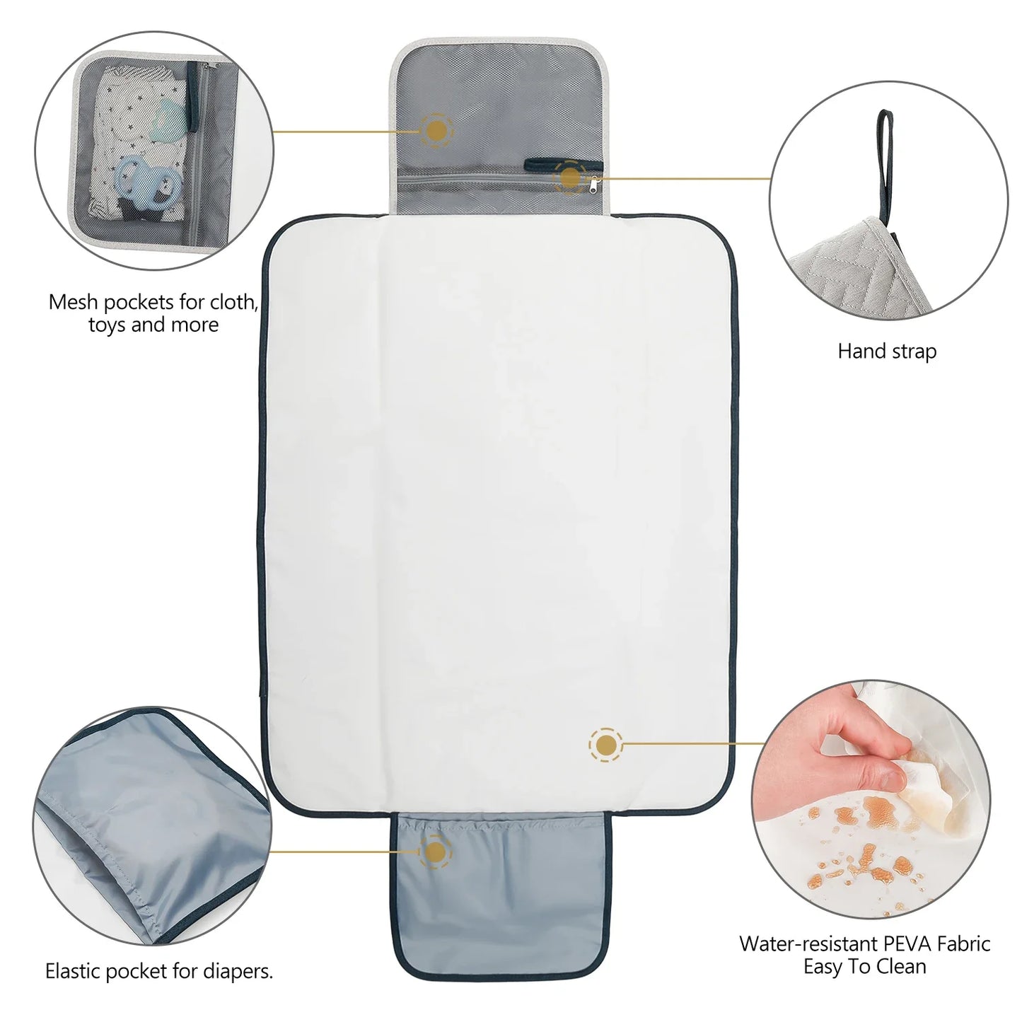 Portable Multifunction Foldable Waterproof Changing Pad Newborn Baby Diaper Changing Mat Changing Pads